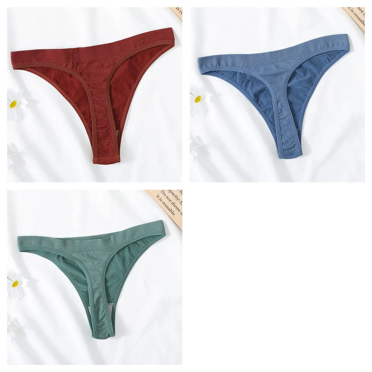 3PCS/Set Seamless G-string Panties Women Underwear Female Underpants Low Waist Thong Sexy Lingerie Seamless Sports Panties