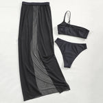New One shoulder Bikini 2025 Female Swimsuit Women Swimwear Three-pieces Bikini set Mesh Long Skirt Beach wear Bathing Suit Swim