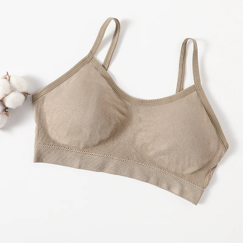 Women's Wireless Bra Sports Tube Top Ribbed Ruched Camisole Bralette With/Without Pads Underwear Sexy Lingerie M-L Intimates