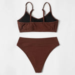 ZTVitality Push Up Solid High Waist Bikini 2025 New Straps Padded Ribbed Sexy Swimsuit Beachwear Swimwear Women Bathing Suit S-L