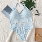 Sexy Women Bra Panties Set High Rise G-String Sports Bra Top Seamless Underwear Fitness Bra Top Female Lingerie Set Intimates