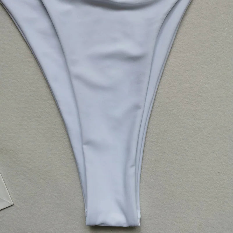 2025 Sexy High Cut Out Halter Female Swimwear One Piece Swimsuit Women Cross Bandage Monokini Bather Bathing Suit Swim Bodysuit