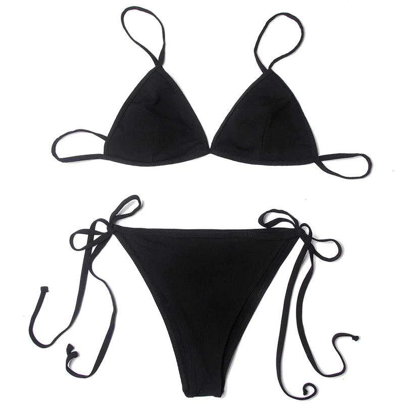 ZTVitality Black Bikinis Push Up Bikini 2020 Hot Sale Halter Padded Bra Bandage Swimsuit Low Waist Backless Sexy Swimwear Women
