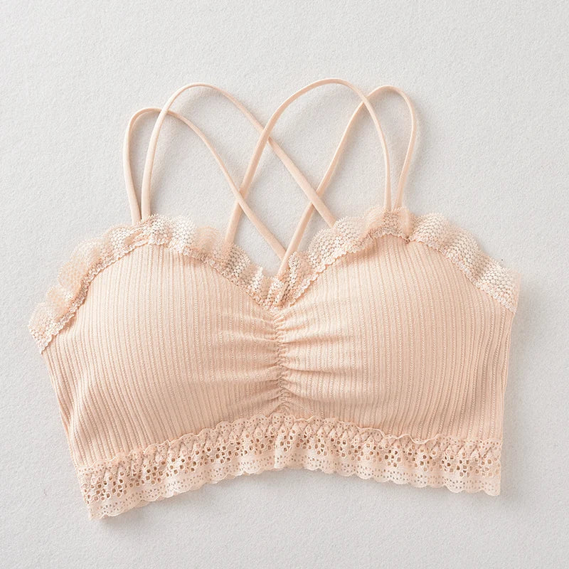 Sexy Bra Tube Top Lace Bralette Women Crop Top Female Sexy Lingerie Beauty Back Intimates Crop Top Seamless Padded Underwear