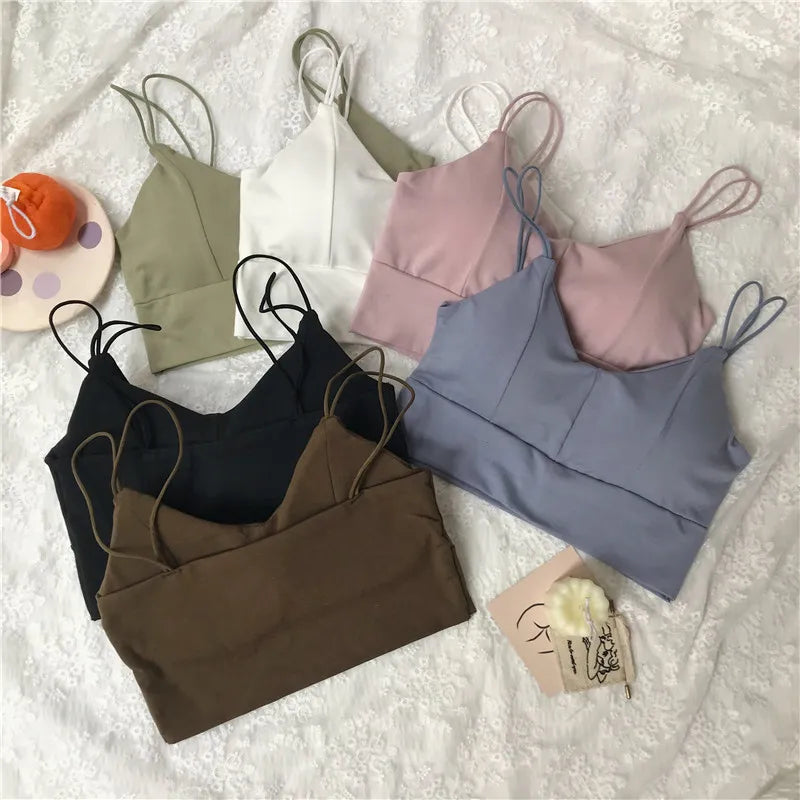 Cotton Tube Tops Women Bra Crop Top Female Wireless Solid Color Top Sleeveless Sexy Lingerie Padded Underwear