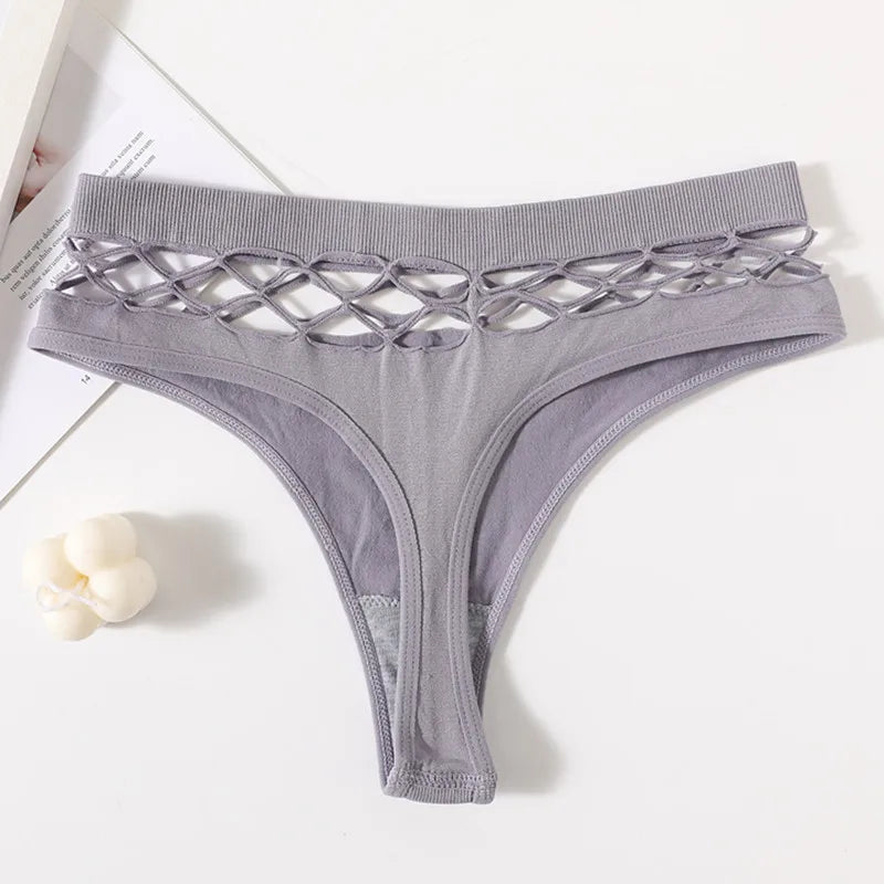 High Waist Fishnet Hollow G-String Panties Women Thongs Sexy Underwear Lingerie Female Underpants Intimates