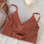 Women Tube Top Seamless Bra Crop Top Solid Color Sports Sexy Lingerie Active Bra Tops Underwear With Removable Pads