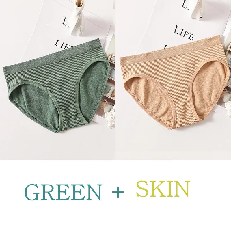 2Pcs/Set Women Panties Low Rise Briefs Seamless Underwear Female Full Coverage Back Bottoms Sports Underpants Sexy Lingerie M-L
