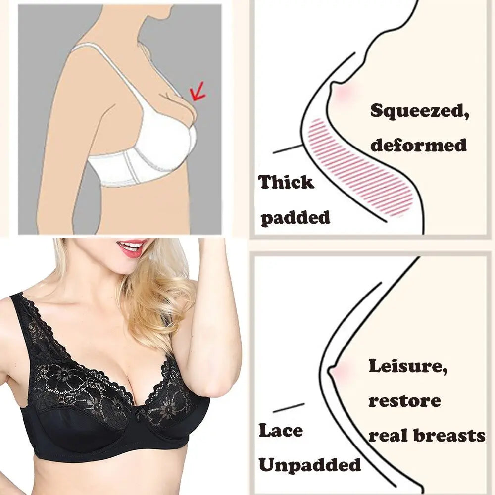 Bras For Womens Lingerie Floral Lace Bra Underwire Brassiere PerspectivePlus Size Bralette Female Sexy Underwear Tops