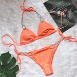 Sexy Rhinestone Bikini 2026 Women Solid Purple Metal Chain Swimsuit Brazilian Summer Beach Bathing Suit Luxury Thong Swimwear