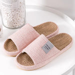 Breathable Flax Slippers Women Men Indoor Mute Slipper Anti-slip Lovers House Floor Shoes SoftLadies Summer Home Slides