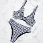 ZTVitality Black Plaid Bikinis Bow Bikini 2025 New Arrival Padded Bra High Waist Swimsuit Sexy Swimwear Women Brazilian Biquini