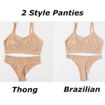 Women Seamless Bra And Panties Set Low Waist Thongs Female Comfort Non-wire Brassiere Sports Ribbed Underwear Set Sexy Lingerie
