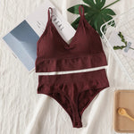 Sexy Women Bra Panties Set High Rise G-String Sports Bra Top Seamless Underwear Fitness Bra Top Female Lingerie Set Intimates