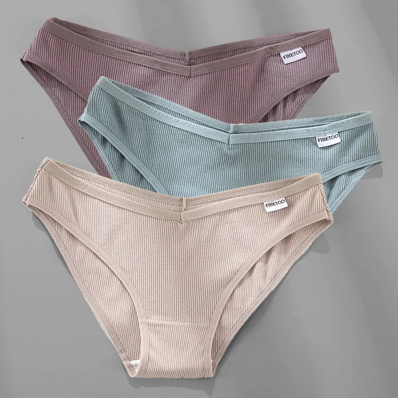 3PCS M-2XL Women Cotton Panties Briefs Female Sexy V Wasit Underwear Ladies Underpants Pantys Girls Plus Size Intimates Lingerie