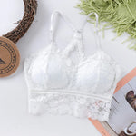 Cross Back Lace Bra Top Women Bralette Crop Top Sexy Lingerie Wireless Underwear Women Solid Color Bra Tops Padded Camisole