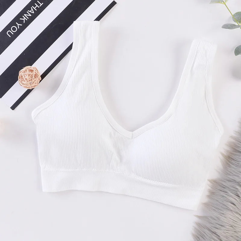 Women Crop Tops Female Tank Top Seamless Underwear Sexy Lingerie Sport Fitness Bra Top Wireless Padded Camisole