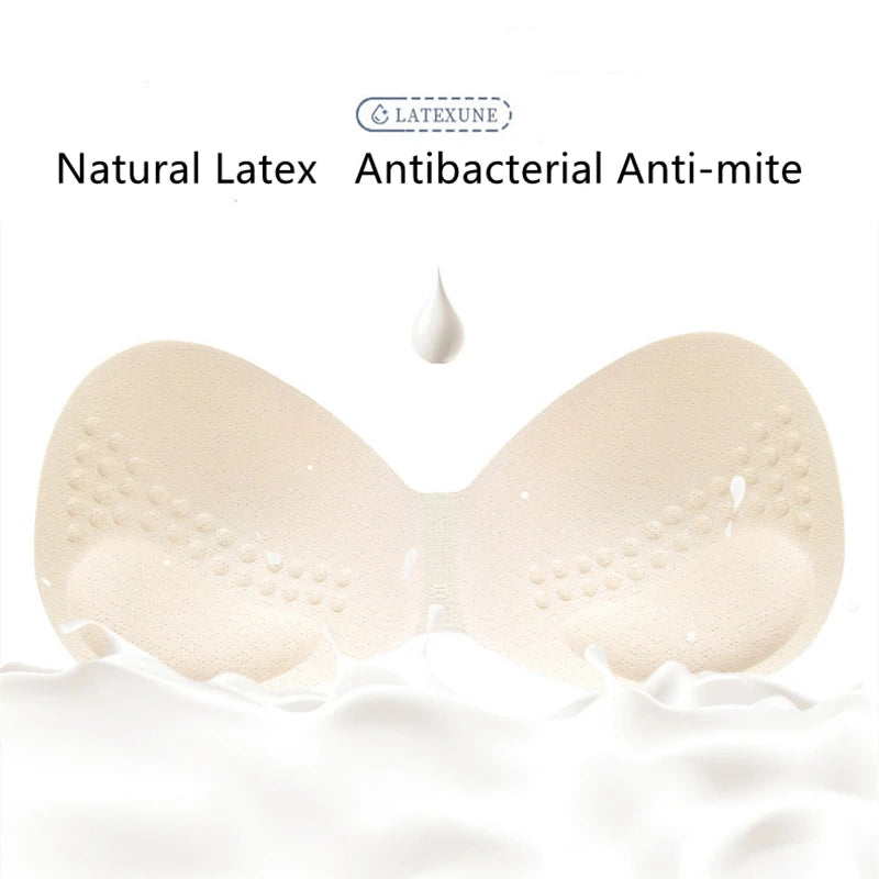 Sexy Latex Bra Push Up Women's Underwear Seamless Beautiful Back Shock-absorbing Gathers Bralette Transparent Lace Brassiere