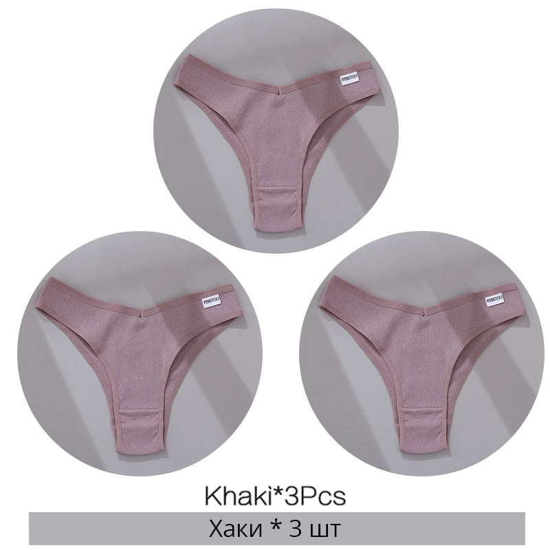 3Pcs/Set Cotton Women Briefs Sexy Low Rise Panties Female Seamless Underwear Breathable Underpants Girls M-XL Intimates Lingerie