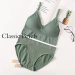 4pcs/set Women Underwear Set Active Wear Bra Top Female U Back Sports Bra And Panties Set G-String Thongs Sexy Lingerie