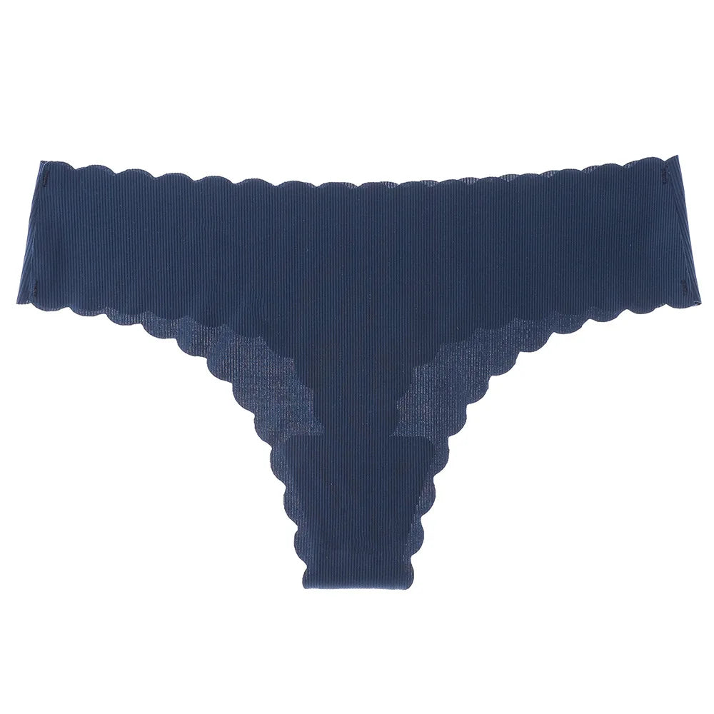 Women's Ultra Thin Quick Drying Thongs Comfortable Striped Edge T-back Ice Silk Lady G-string Sexy Low-Waist Female T-pants
