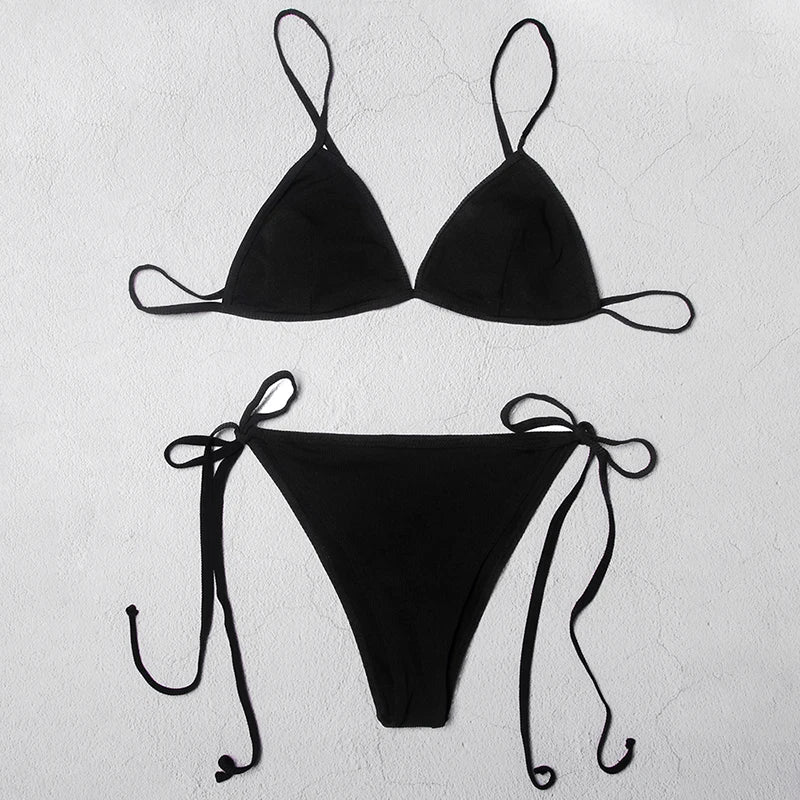 ZTVitality Black Bikinis Push Up Bikini 2020 Hot Sale Halter Padded Bra Bandage Swimsuit Low Waist Backless Sexy Swimwear Women