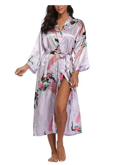 Sexy Women Long Robe With Pocket Wedding Bride Bridesmaid Dressing Gown Rayon Kimono Bathrobe Large Size S-XXXL Night Dress