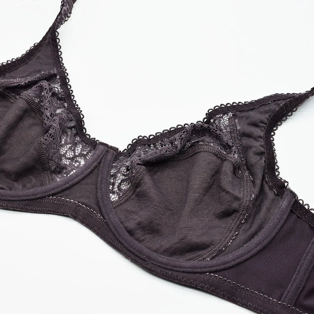 Plus Size Womens Lace Bra Lager Bosom See through Bralette Underwired Sexy Lingerie 34 36 38 40 42 44 B C D DD E F Cup