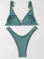 ZTVitality Sexy Solid Push Up Bikini 2025 New Arrival Padded Bra High Leg Swimsuit Ring Bandage Swimwear Women Brazilian Biquini
