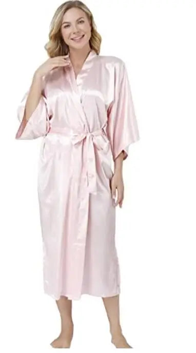 Sexy women extra long bathrobe Silky Satin robe Charming Women's Lengthened Casual Bathrobe Long Sleeved Robe Homewear