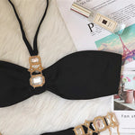 Halter Crystal Rhinestone Diamond Bikini 2026 Female Swimsuit Women Swimwear Two Pieces Bikini set Brazilian Bathing Suit Swim