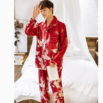 Lovers Print Dot Pajamas Set Couples Satin Pijamas Sleepwear Men&Women Causal Pyjamas Nightwear Plus Size 3XL 4XL Home Longewear