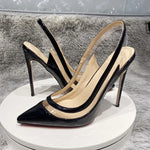 transparent PVC women's high heels, 12cm 10cm 8cm thin heels, no shoelaces, toe, Party disco shoes, black, size 33-45