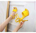 Womens High Heels Sandals 13cm Sexy Stripper Party Pumps Shoes Women Gladiator Platform Candy Color Sandals9j4r