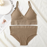Women Bra And Panty Set Low Back Bra High Waist Briefs Female Sexy Lingerie Set Wire Free Brassiere Seamless Underwear Crop Top