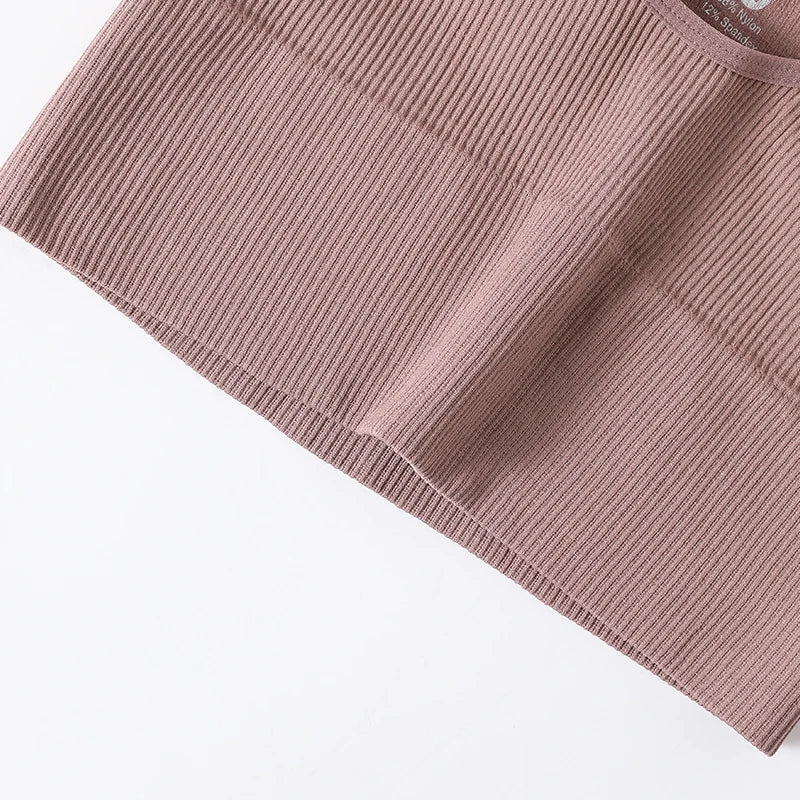 Women Seamless Ribbed Tank Top High Elastic Sleeveless Crop Top Sexy Lingerie Sports O-neck Cropped Bra Daily Camisole M-XL