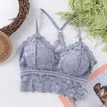 Cross Back Lace Bra Top Women Bralette Crop Top Sexy Lingerie Wireless Underwear Women Solid Color Bra Tops Padded Camisole