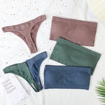 Women Strapless Bra And Panties Set Bandeau Bra High Waist Thong Seamless Underwear Sexy Tube Bra Female Sexy Lingerie Set M-XL