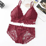 Women Lace Bra And Briefs Set Backless Bralette Solid Color Underwear Wireless Lace Bra Top Sexy Lingerie Set Female Intimates