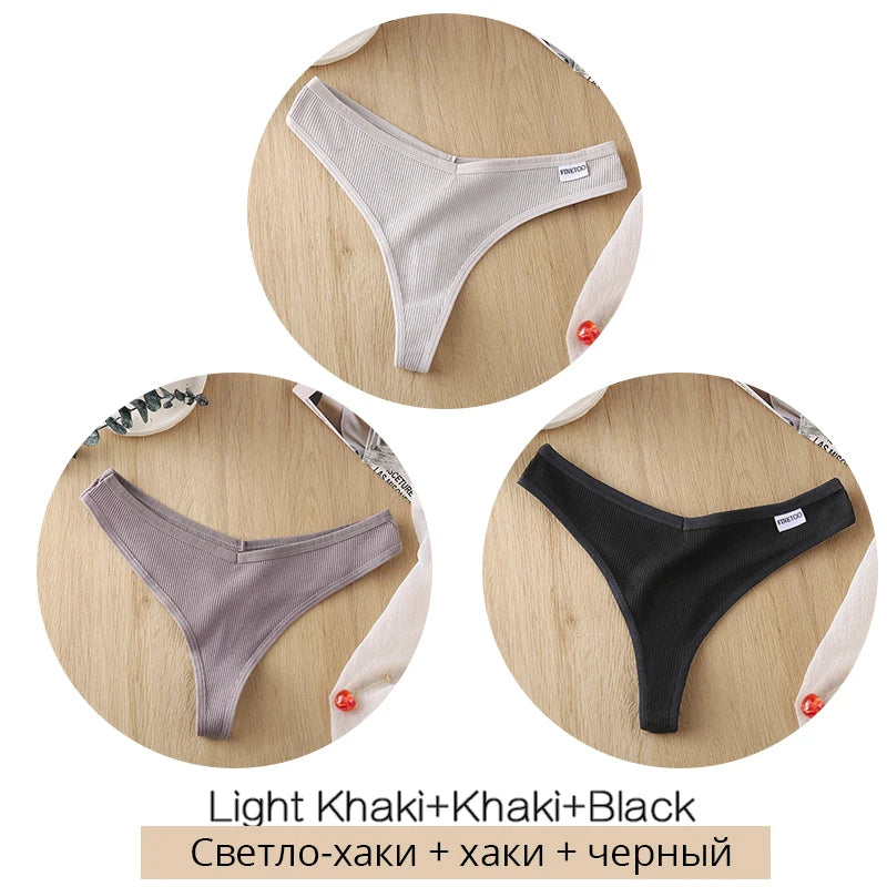 3Pcs/Set Women Cotton Thongs Panties Sexy Low Waist G-String Briefs Ladies Brazilian Lingerie Girls Breathable Intimates Bikini
