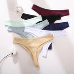 6Pcs/Set Women Cotton G-String Ribbed Panties Female Low Rise Thongs Ladies Sexy Bikini 7 Solid Color Girl Soft S-XL Intimates