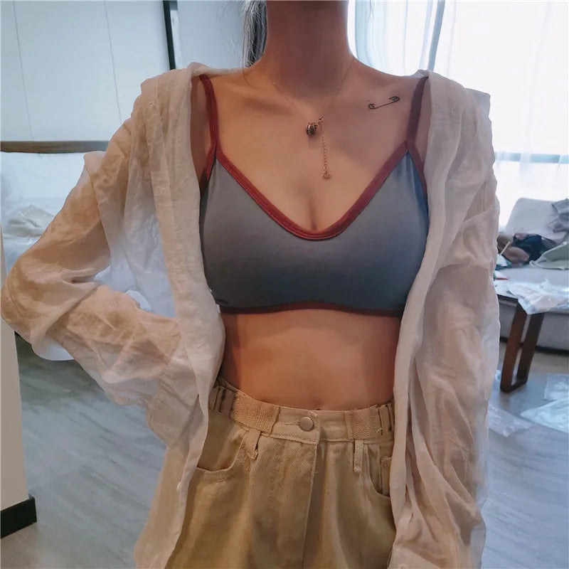 Women Wireless Bra Comfort Cotton Fabric Padded Bras Sexy Lingerie Small Cup Tube Top Removable Pads Brassiere One Size