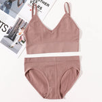 Women Seamless Bra And Panties Set U Back Bra Crop Top Sexy Lingerie Set No Pads Brassiere Low Rise Briefs Ladies Underwear Set