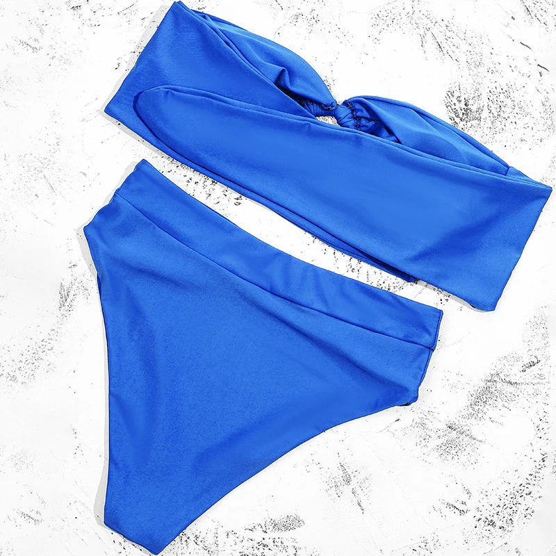 ZTVitality Strapless Ring Blue Bikinis Sexy Bikini 2025 New Arrival Padded Bra High Waist Swimsuit Backless Lace Swimwear Women