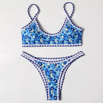 ZTVitality Swimwear Women 2025 New Arrival Print Whip Stitch Sexy Bikini Padded Bra Mid Waist Bandgae Swimsuit Brazilian Biquini