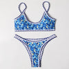 ZTVitality Swimwear Women 2025 New Arrival Print Whip Stitch Sexy Bikini Padded Bra Mid Waist Bandgae Swimsuit Brazilian Biquini