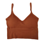 Women Tanks Top Low Back Crop Top Underwear Female Crop Sport Seamless Tops Sexy Lingerie Backless Removable Padded Camisole