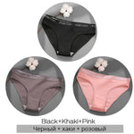 FINETOO 3PCS/Set Women's Underwear Cotton Panty Sexy Panties Female Underpants Solid Color Panty Intimates Women Lingerie M-2XL