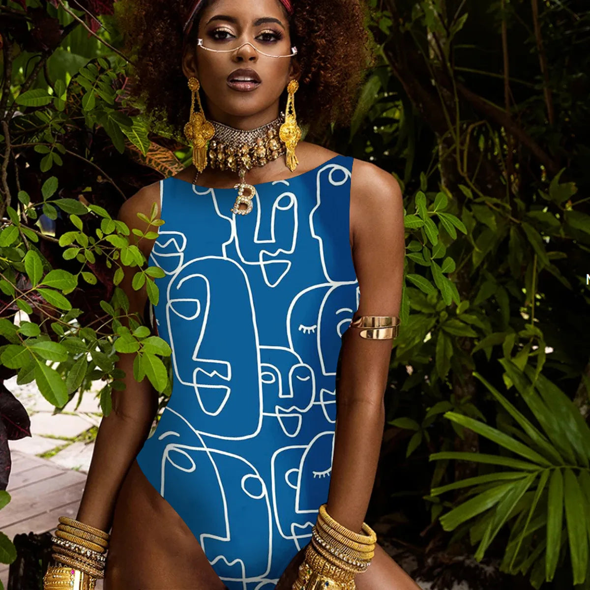 Striped Women One Piece Swimsuit High Quality Swimwear Printed Push Up Monokini Summer Bathing Suit Tropical Bodysuit Female