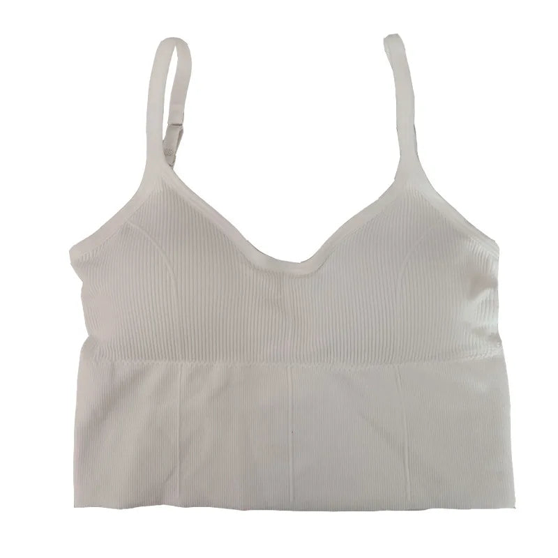Women Tanks Top Low Back Crop Top Underwear Female Crop Sport Seamless Tops Sexy Lingerie Backless Removable Padded Camisole